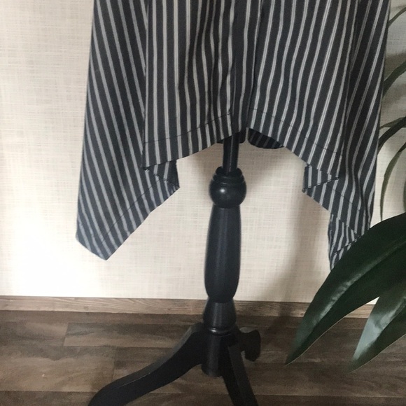 Pinstriped Asymmetric Flared Dress - Picture 2 of 6